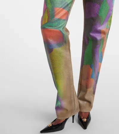 Versace Printed Straight Jeans In Multi