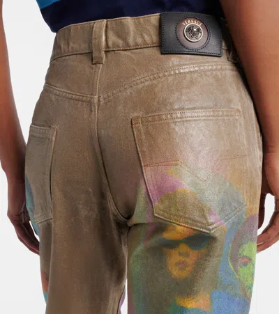 Versace Printed Straight Jeans In Multi