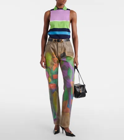 Versace Printed Straight Jeans In Multi