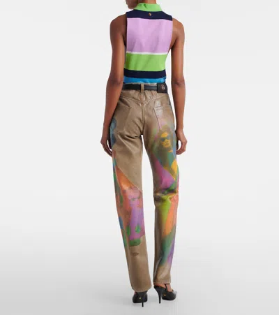 Versace Printed Straight Jeans In Multi