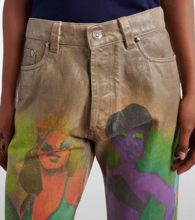 Versace Printed Straight Jeans In Multi