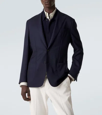 Thom Sweeney Wool Blazer In Blue
