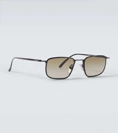 Prada Logo Rectangular Sunglasses In Brown