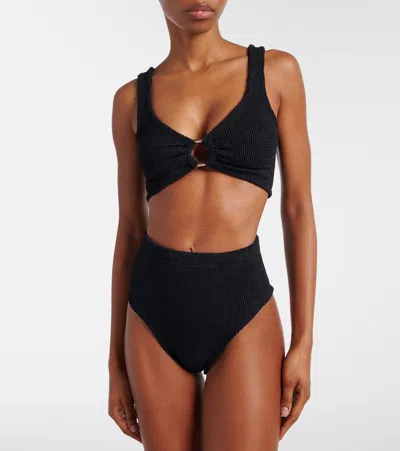 Hunza G Womens Black Nadine Seersucker Bikini Set In Black