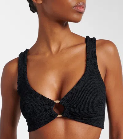 Hunza G Womens Black Nadine Seersucker Bikini Set In Black