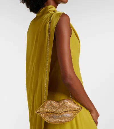 Judith Leiber Lips Small Crystal-embellished Clutch In Gold