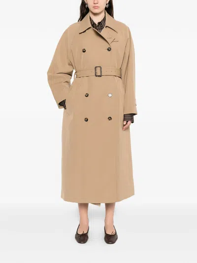 A.p.c. A. P.c. Belted Double-breasted Trench Coat In Neutral