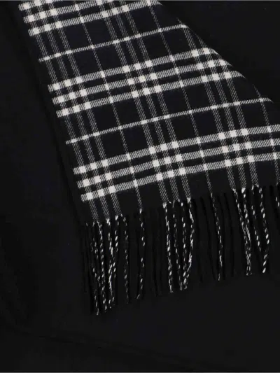 Burberry Wool Reversible Check Cape In Black