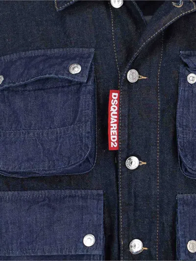 Dsquared2 Denim Cargo Jacket In Blue