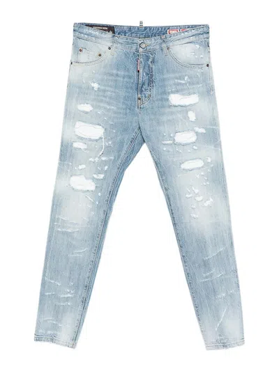 Dsquared2 Teddy Distressed Jeans In Blue