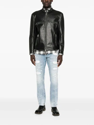 Dsquared2 Teddy Distressed Jeans In Blue
