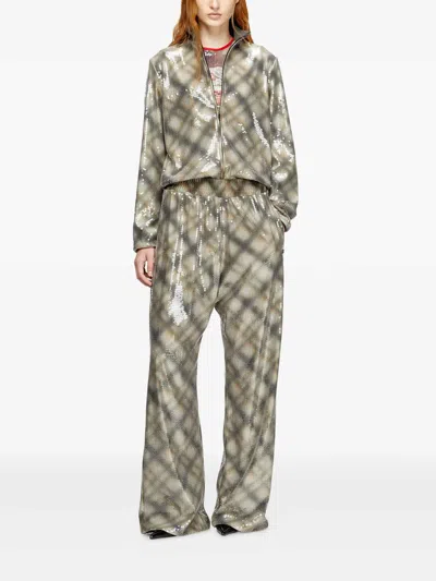 Diesel Sequined Checked Nylon Jacket In Neutral