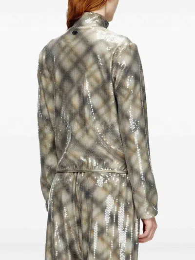 Diesel Sequined Checked Nylon Jacket In Neutral