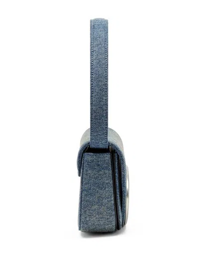 Diesel Shoulder Bag In Blue Denim With Leather Trims And Oval D Plaque