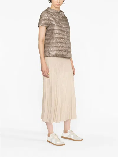 Herno Greta Iconico Cap Sleeve Quilted Down Jacket In Taupe
