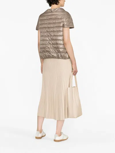 Herno Greta Iconico Cap Sleeve Quilted Down Jacket In Taupe