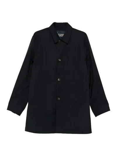 Herno 3 Layers Wool Storm Fabric Raincoat In Black