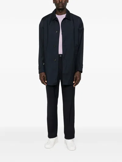 Herno 3 Layers Wool Storm Fabric Raincoat In Black
