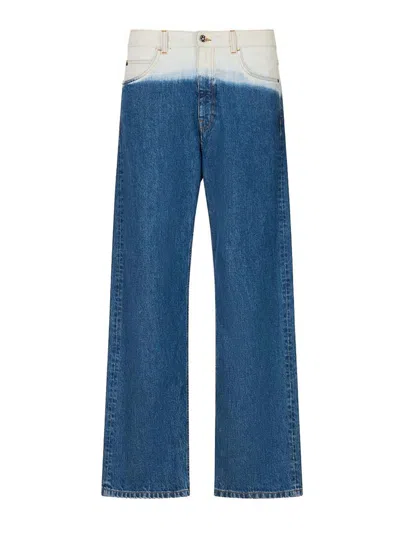 Marni Five Pocket Denim Jeans With Logo Patch In Blue
