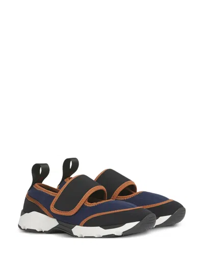 Marni Dark Blue And Black Mary Jane Running Polyamide Sneakers In Multi
