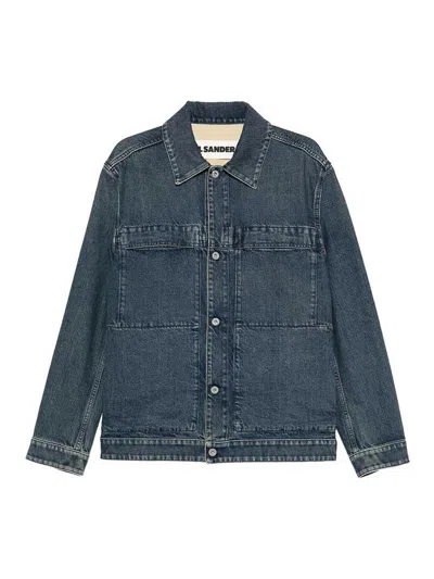 Jil Sander Button Pocket Dnim Jacket In Blue
