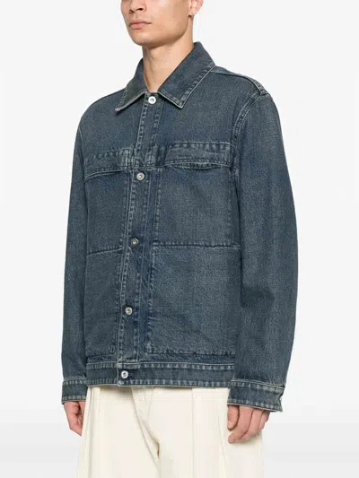 Jil Sander Button Pocket Dnim Jacket In Blue
