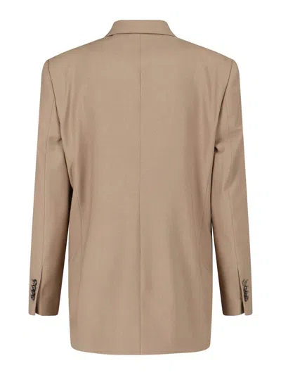 Lardini Double-breasted Stretch Wool Blend Blazer In Brown