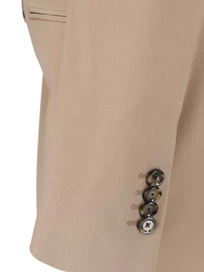 Lardini Double-breasted Stretch Wool Blend Blazer In Brown