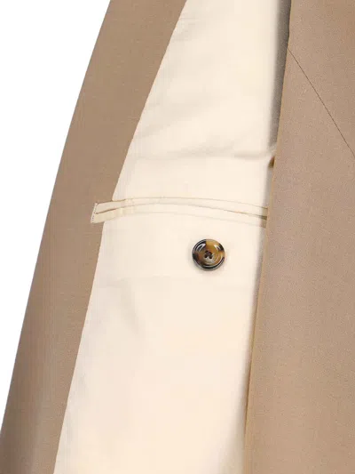 Lardini Double-breasted Stretch Wool Blend Blazer In Brown
