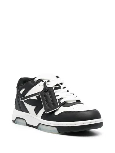 Off-white Out Of Office Grey Low Top Sneakers With Logo Patch On The Tongue And Contrasting Stitching In Leath In Multi