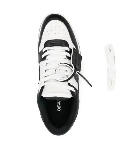 Off-white Out Of Office Grey Low Top Sneakers With Logo Patch On The Tongue And Contrasting Stitching In Leath In Multi