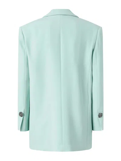 Pinko Green Solid Peak Lapel Blazer In Green
