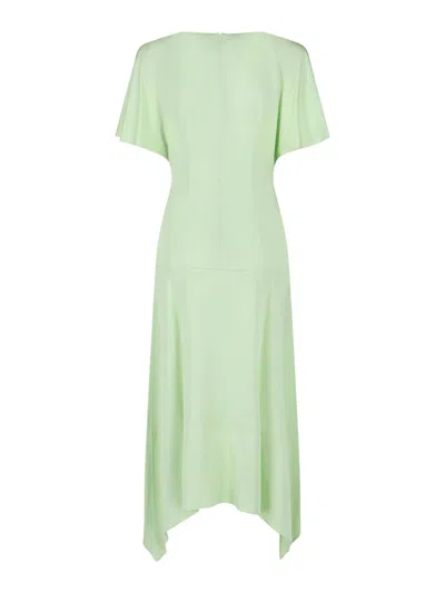 Stella Mccartney Envers Satin V Neck Dress In Green