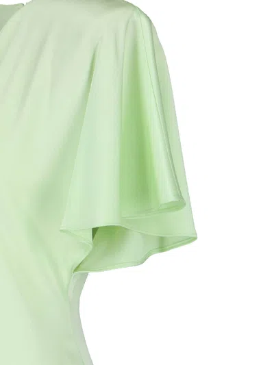 Stella Mccartney Envers Satin V Neck Dress In Green