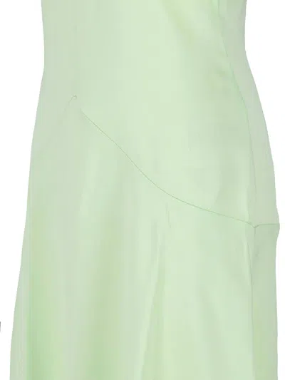 Stella Mccartney Envers Satin V Neck Dress In Green