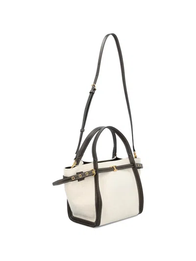 Tod's White Tote Bag With Front Leather Buckled Belt In Cotton Blend Woman