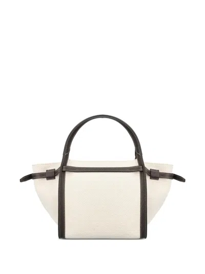 Tod's White Tote Bag With Front Leather Buckled Belt In Cotton Blend Woman