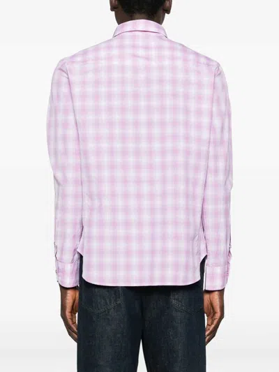 Tom Ford Check-pattern Chest-pocket Shirt In Pink