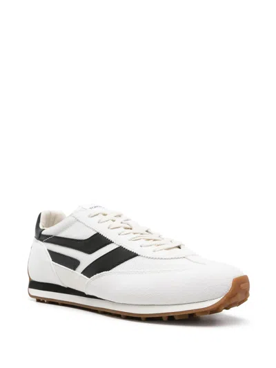 Tom Ford Low-profile White Sneakers With Black Leather Accents In Yellow