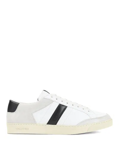 Tom Ford Panelled Suede And Grained Leather Sneakers In Multi