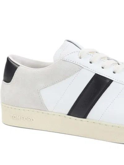 Tom Ford Panelled Suede And Grained Leather Sneakers In Multi