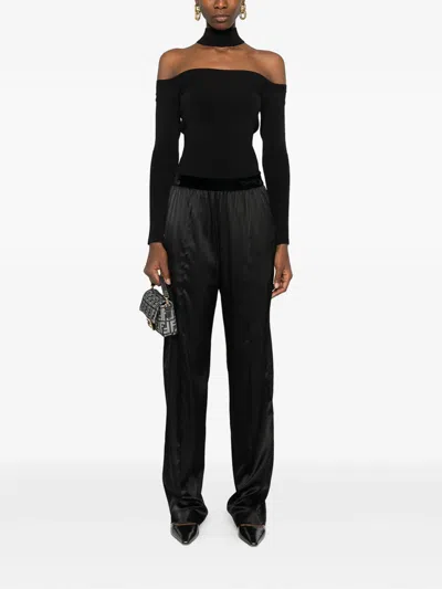 Tom Ford Stretch Silk Satin Pj Pants Trousers Black In Black