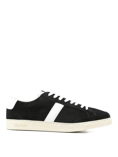 Tom Ford Blake Sneakers Suede Upper Contrast Stripe Rubber Sole In Animal Print