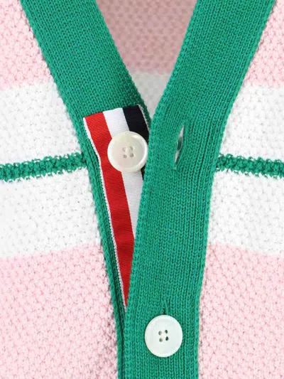 Thom Browne Striped Cardigan In Pink