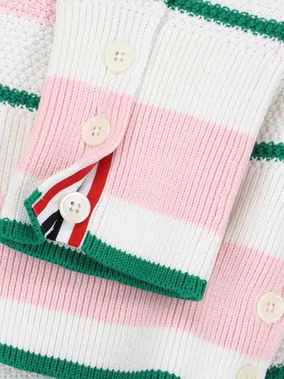 Thom Browne Striped Cardigan In Pink