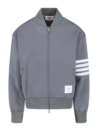 Thom Browne 4 Bar Bomber Jacket In Gray