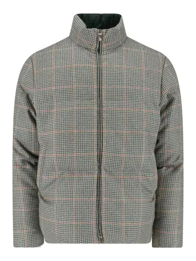 Thom Browne Reversible Down Jacket Featuring Checkered Pattern In Gray