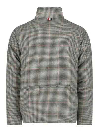 Thom Browne Reversible Down Jacket Featuring Checkered Pattern In Gray