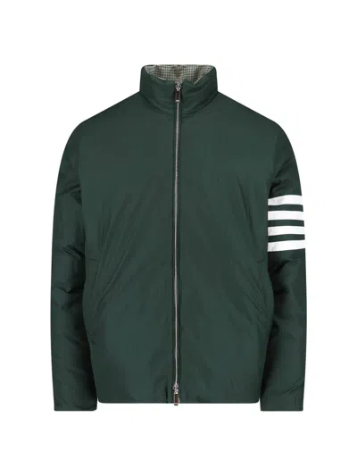 Thom Browne Reversible Down Jacket Featuring Checkered Pattern In Gray