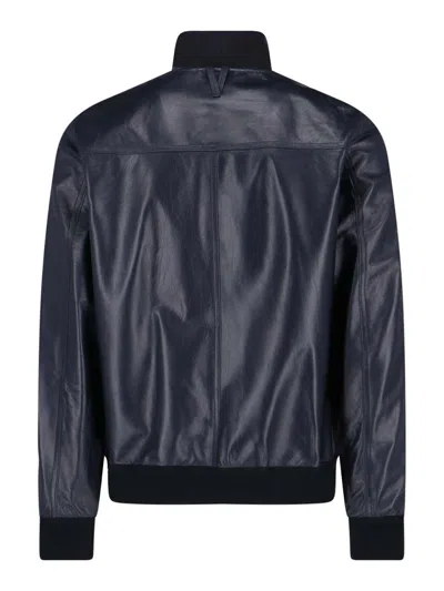 Valstar Buttoned Leather Jacket In Blue